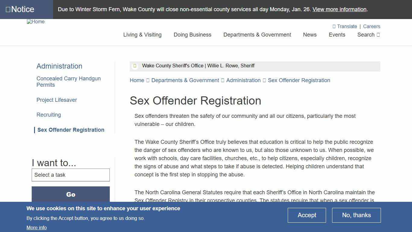 Sex Offender Registration Wake County Government